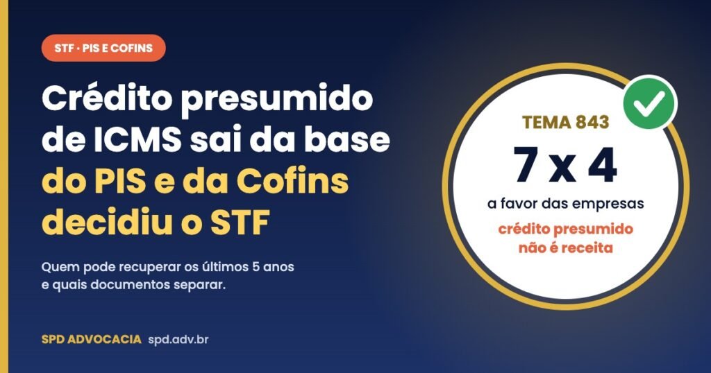 Sua empresa tem crédito presumido de ICMS? O STF decidiu que ele não entra no PIS e na Cofins