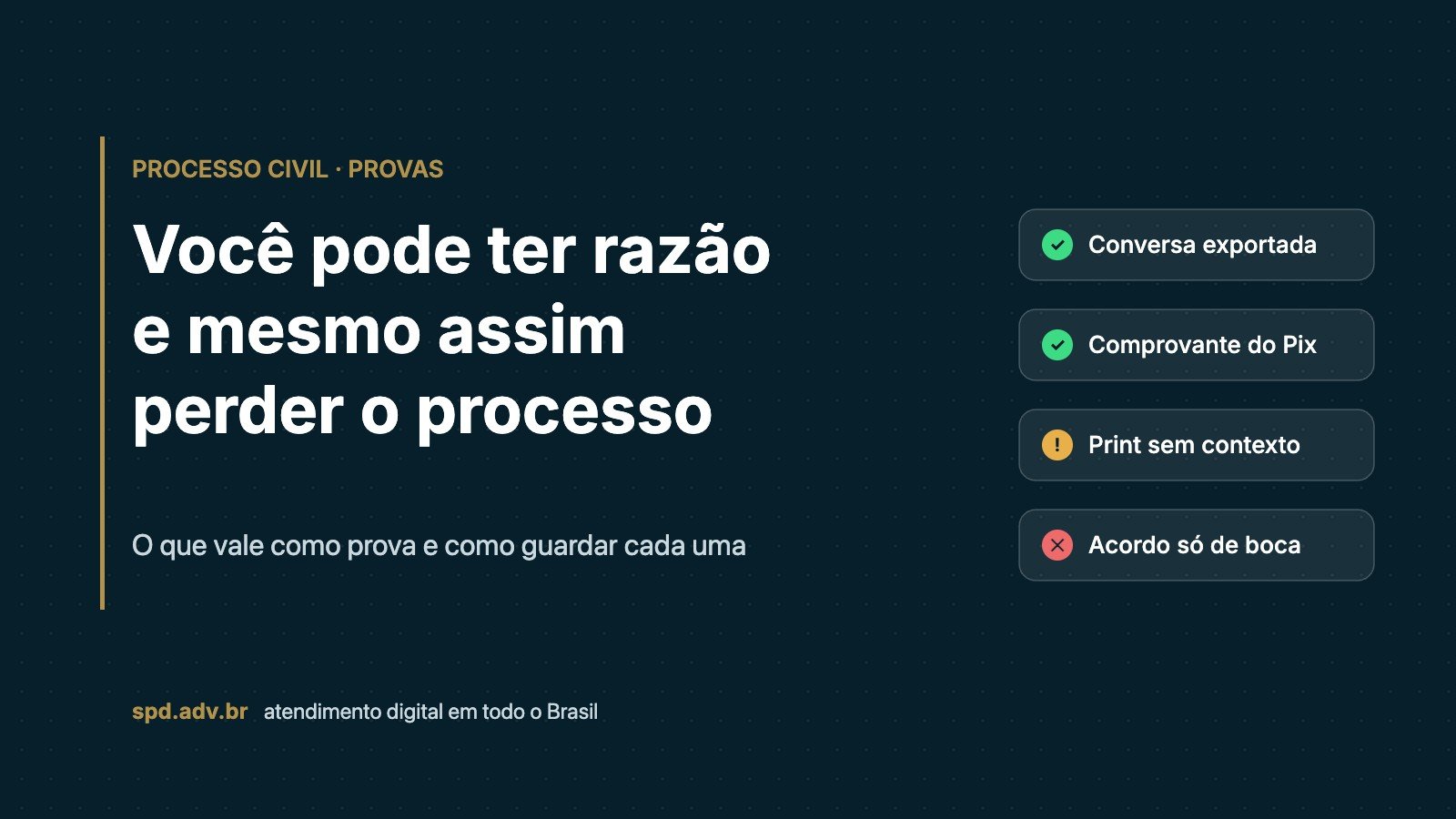 Você pode ter razão e mesmo assim perder o processo: o que vale como prova